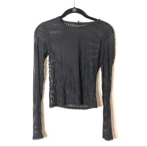 Urban Outfitters Striped Mesh Long Sleeve